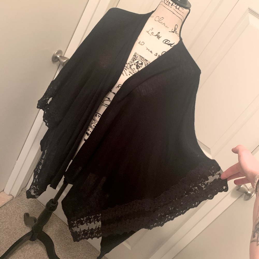 LC Elegant Black Poncho Sweater